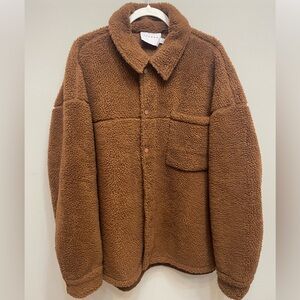 Topman Tan Sherpa Shirt Jacket